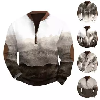 Мужская повседневная толстовка в стиле ретро с градиентным принтом XXL коричневый