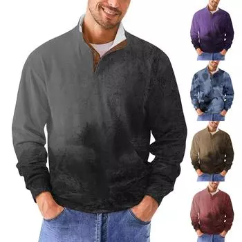 Мужская повседневная толстовка в стиле ретро с градиентным принтом XXXL синий