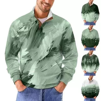 Мужская повседневная толстовка в стиле ретро с градиентным принтом XXXXL