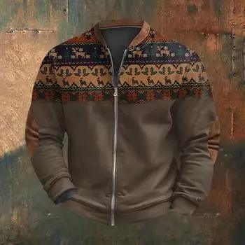 Мужская повседневная толстовка в стиле ретро с градиентным принтом L темно-синий