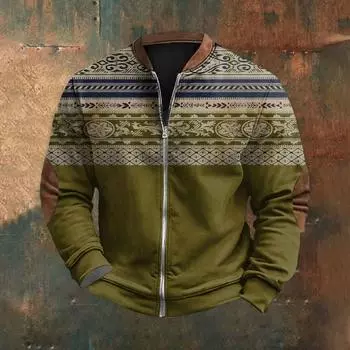 Мужская повседневная толстовка в стиле ретро с градиентным принтом S синий