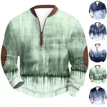 Мужская повседневная толстовка в стиле ретро с градиентным принтом S