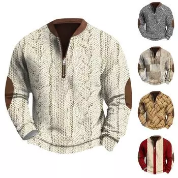 Мужская повседневная толстовка в стиле ретро с градиентным принтом XXXL