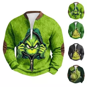 Мужская повседневная толстовка в стиле ретро с градиентным принтом L армия зеленый