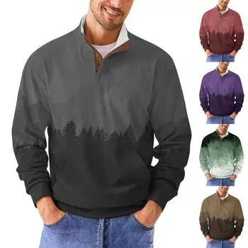 Мужская повседневная толстовка в стиле ретро с градиентным принтом XXXXL кофейный