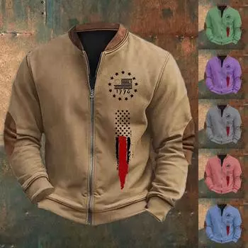 Мужская повседневная толстовка в стиле ретро с градиентным принтом S хаки