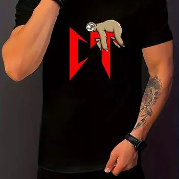 Мужская повседневная удобная мужская одежда Lazy Little Slow Loris с круглым вырезом и короткими рукавами, облегающая повседневная удобная мужская одежда для отдыха в подарок S