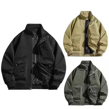 Мужская повседневная уличная однотонная модная куртка с карманами XXXL чёрный