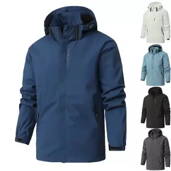 Мужская повседневная уличная однотонная модная зимняя водонепроницаемая куртка Hardshell L чёрный