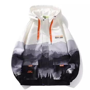 Мужская повседневная универсальная куртка с капюшоном, постепенная смена, весна и осень, свободная, большого размера, с завязками на талии, универсальная куртка M