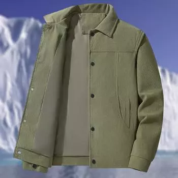 Мужская повседневная вельветовая куртка с несколькими карманами, на молнии, с лацканами L