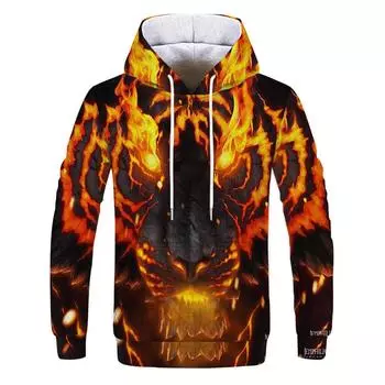Мужская повседневная весна осень 3D цифровая печать капюшон пальто мужская одежда мода пуловер толстовки M