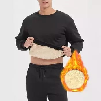 «Мужская повседневная зимняя толстовка из утолщенного бархата с круглым вырезом и длинными рукавами 2024 года». S белый