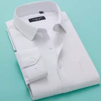 Мужская приталенная белая рубашка с длинным рукавом в корейском стиле, однотонная, для деловых людей или друзей жениха. 41