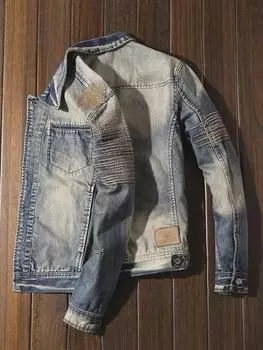 Мужская приталенная куртка Marvel Venom из денима с потертостями — американский ретро-стиль для весны и осени. 3XL