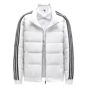 «Мужская приталенная куртка на белом утином пуху с воротником-стойкой и тремя планками 2023 года для пар» XXXL белый
