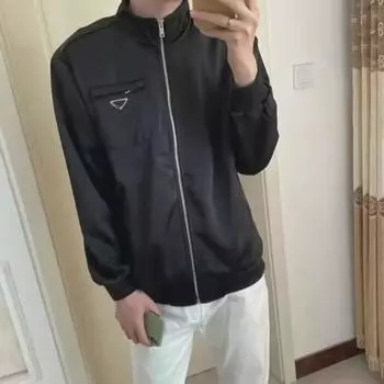 «Мужская приталенная куртка с воротником-стойкой – весна и осень, уличная мода» M чёрный