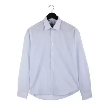 Мужская приталенная рубашка белого цвета с длинными рукавами в небесную полоску BEST MOUNTAIN XL бледно-синий