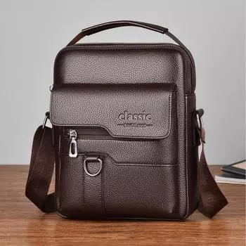 Мужская прочная сумка через плечо из высококачественной искусственной кожи, сумки через плечо, дорожная модная сумка через плечо для мужчин чёрный