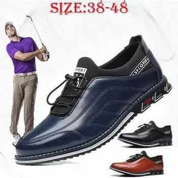 Мужская профессиональная обувь для гольфа, мужская уличная обувь высокого качества, дышащая нескользящая обувь, водонепроницаемая легкая спортивная обувь 48 чёрный
