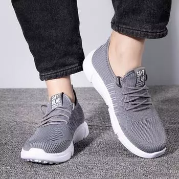 Мужская прогулочная обувь без шнуровки Легкие дышащие нескользящие кроссовки Удобные модные повседневные кроссовки для мужчин Спортивная обувь на шнуровке 39 чёрный