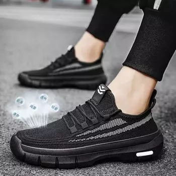 Мужская прогулочная обувь без шнуровки Легкие дышащие нескользящие кроссовки Удобные вязаные сетчатые кроссовки для мужчин Спортивная обувь для бега в тренажерном зале