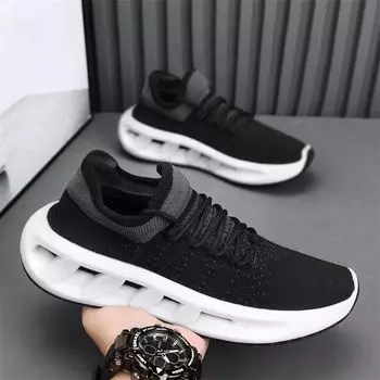 Мужская прогулочная обувь без шнуровки Теннисные туфли на шнуровке Нескользящие кроссовки Легкая тренировочная обувь Дышащая трикотажная сетка Модные мужские кроссовки 39 чёрный