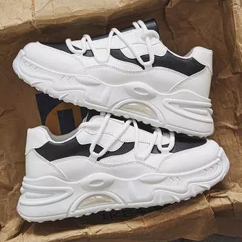 Мужская прогулочная обувь, модная повседневная обувь на толстой подошве, износостойкая, 2025, новые удобные модные кроссовки на плоской подошве для мужчин 39 белый