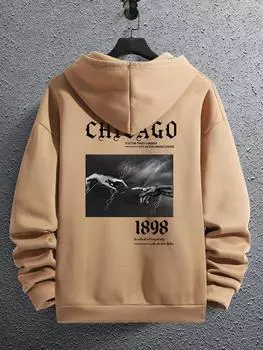 Мужская простая повседневная толстовка с капюшоном и принтом в виде букв S