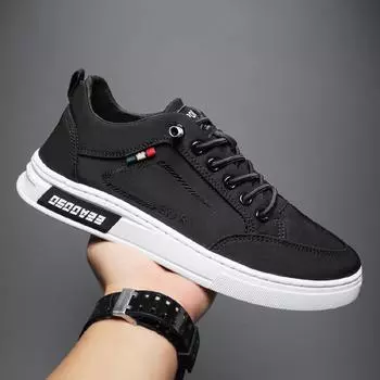 Мужская противоскользящая и износостойкая однотонная уличная модная повседневная обувь, спортивная обувь, мужская обувь, обувь для доски 39 чёрный