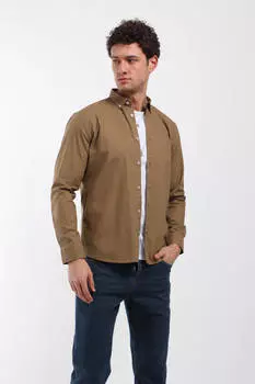 Мужская прямая рубашка с длинным рукавом Camel