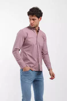 Мужская прямая рубашка с длинным рукавом Сиреневая