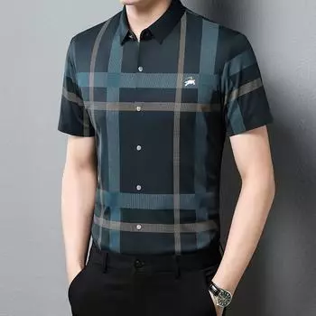 Мужская прямая трансляция, новая летняя мужская рубашка в полоску с короткими рукавами M чёрный