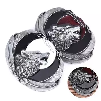 Мужская пряжка для ремня из сплава кожи Western Wolf Moon, винтажная ковбойская пряжка B