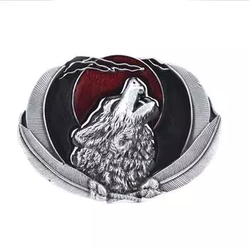 Мужская пряжка для ремня Western Wolf Moon из сплава кожи в винтажном ковбойском стиле