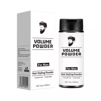 Мужская пудра для волос, Стойкая фиксирующая пудра для волос Улучшает текстуру и объем, Создает освежающий образ, 15 г One Size белый