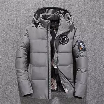 Мужская пуховая куртка, мужская короткая зимняя толстая куртка, белое утиное пуховое пальто с капюшоном космонавта, космическая толпа M чёрный