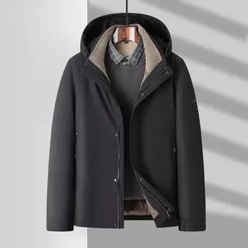 Мужская пуховая куртка осень-зима 90-х годов, белый утиный пух, съемный капюшон, теплая утолщенная пуховая куртка для молодежи и людей среднего возраста M