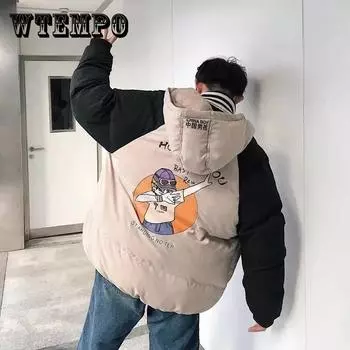 Мужская пуховая куртка с капюшоном, обычная зимняя толстая теплая хлопковая куртка, мужской повседневный топ CHINA BOY с вышивкой в стиле хип-хоп и универсальными пальто на молнии 3XL