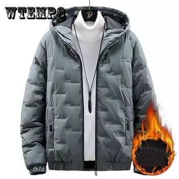 Мужская пуховая куртка с капюшоном, обычная зимняя бархатная толстая теплая хлопковая куртка, мужская повседневная верхняя одежда с принтом букв, универсальные пальто на молнии 4XL