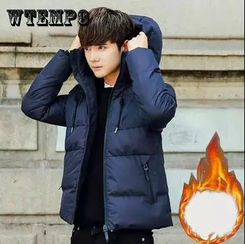 Мужская пуховая куртка с капюшоном, пуховые пальто, свободная толстая куртка, зимняя одежда, пальто для среднего и молодежного возраста 4XL синий