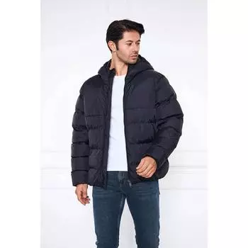 Мужская пуховая куртка стандартного кроя с капюшоном, черная