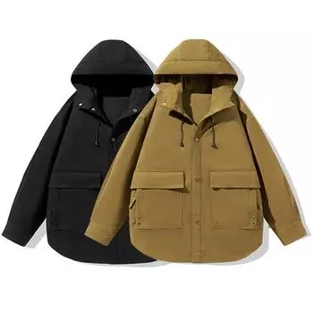 Мужская рабочая куртка Повседневная куртка с капюшоном M чёрный