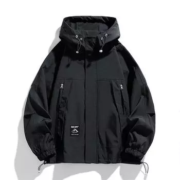 Мужская рабочая куртка с капюшоном на весну/осень, размер L-9XL, модный однотонный цвет, большой размер. XL