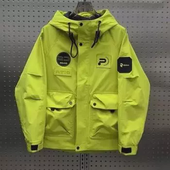 Мужская рабочая куртка с капюшоном осень/зима 2025 г.: Модный, универсальный, высококачественный повседневный бренд. 2X Large чёрный