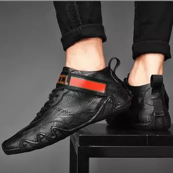 Мужская рабочая обувь больших размеров с высоким берцем, износостойкая мужская обувь в британском стиле, осенняя мужская обувь из натуральной кожи со средним берцем, модная обувь 38