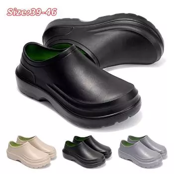 Мужская рабочая обувь для повара, водонепроницаемые маслостойкие кухонные рабочие ботинки для повара, нескользящие непромокаемые ботильоны, мужская защитная обувь для отеля, ресторана 39-40 чёрный