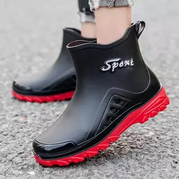 Мужская рабочая обувь для повара, водонепроницаемые маслостойкие кухонные рабочие ботинки для повара, нескользящие непромокаемые ботильоны, мужская защитная обувь для отеля, ресторана 39 чёрный