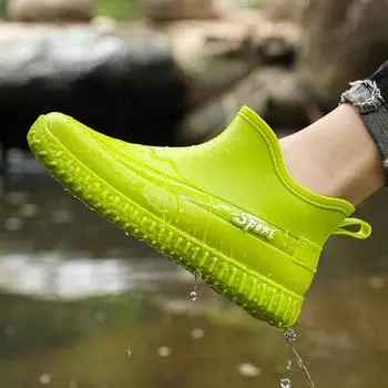 Мужская рабочая обувь для повара, водонепроницаемые маслостойкие кухонные рабочие ботинки для повара, нескользящие непромокаемые ботильоны, мужская защитная обувь для отеля, ресторана 40 зелёный