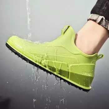 Мужская рабочая обувь для повара, водонепроницаемые маслостойкие кухонные рабочие ботинки для повара, нескользящие непромокаемые ботильоны, мужская защитная обувь для отеля, ресторана 39 чёрный